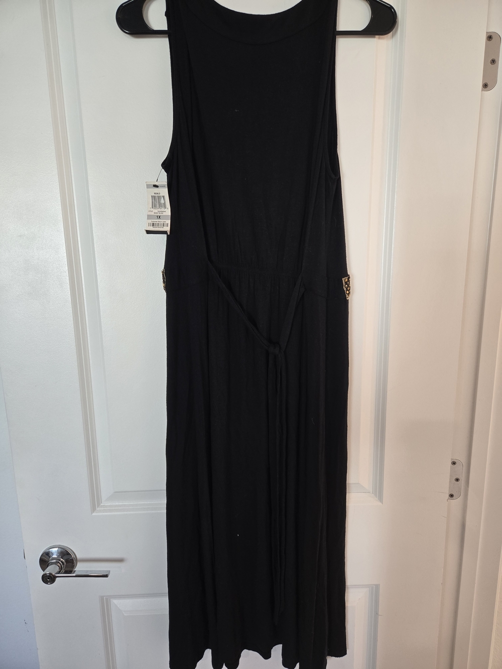 Alfani Black Maxi Dress with Gold Beaded Waist - Picture 3 of 5